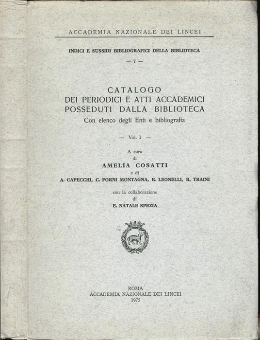 Catalogo dei Periodici e Atti Accademici posseduti dalla biblioteca - copertina