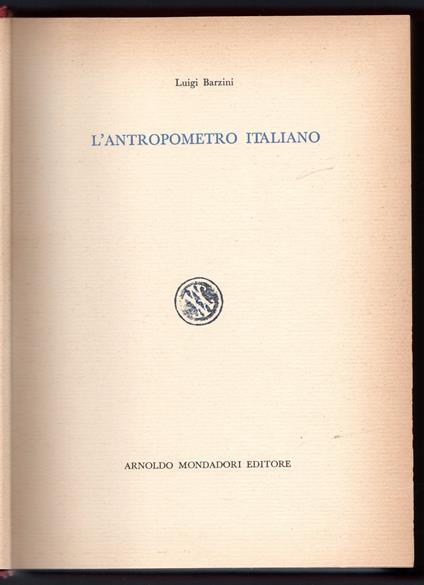 L' antropometro italiano - Luigi Barzini - copertina