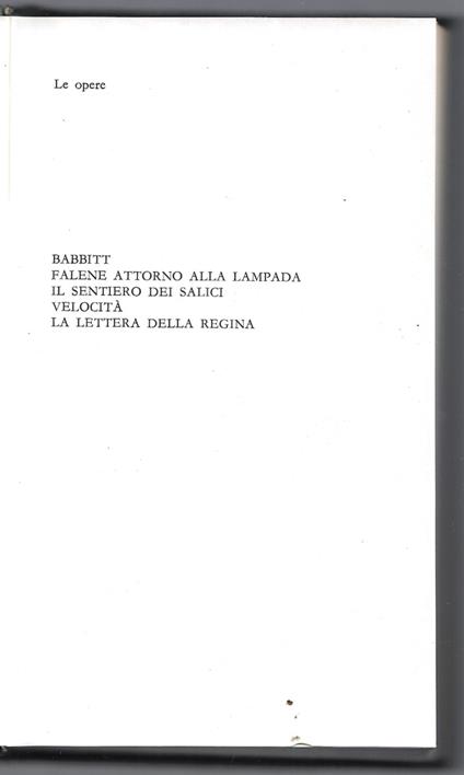 Rabbit - Falene attorno alla lampada - Il sentiero dei salici - velocità - La lettera della regina - Sinclair Lewis - copertina