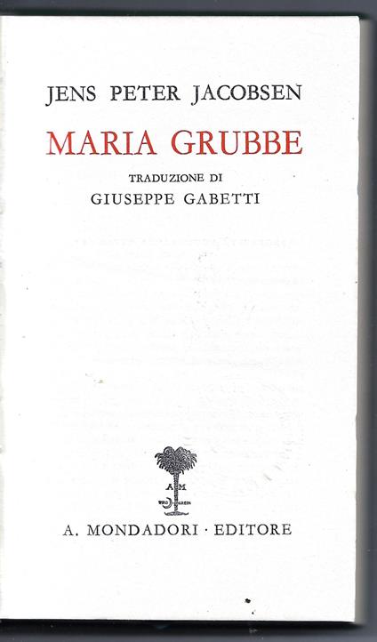 Maria Grubbe - Jens Peter Jacobsen - copertina