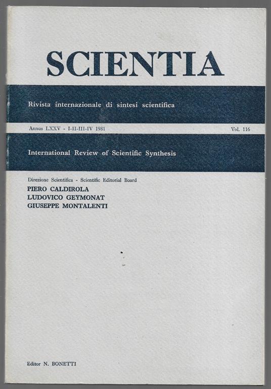 Rivista internazionale di sintesi scientifica - copertina