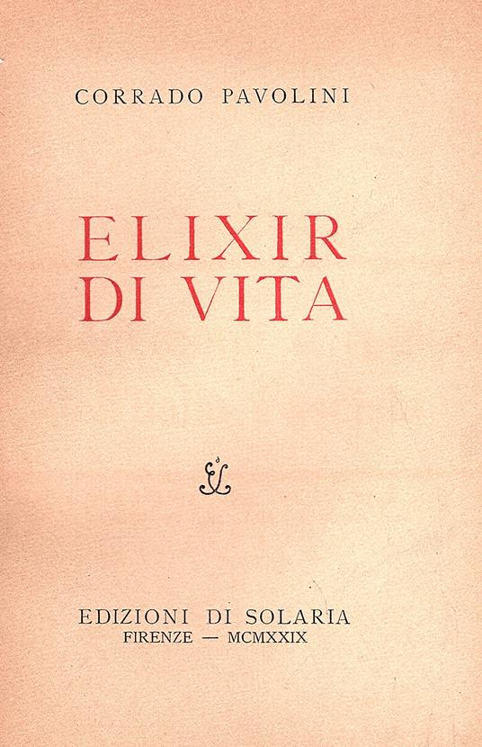 Elixir di vita - Corrado Pavolini - copertina