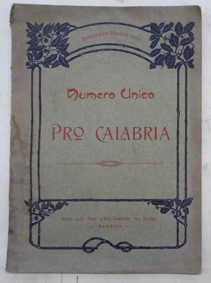 Pro Calabria. Numero unico. Settembre - Ottobre 1905 - copertina