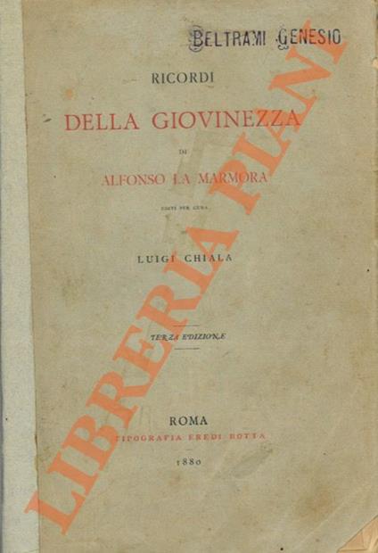 Ricordi di giovinezza di Alfonso La Marmora - Luigi Chiaia - copertina