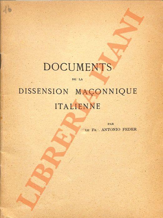 Documents de la dissension Maçonnique italienne - Antonio Fede - copertina