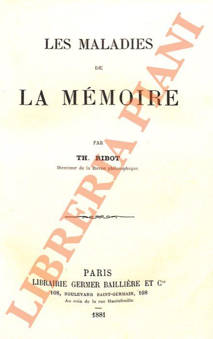 Les maladies de la mémoire - Théodule Ribot - copertina