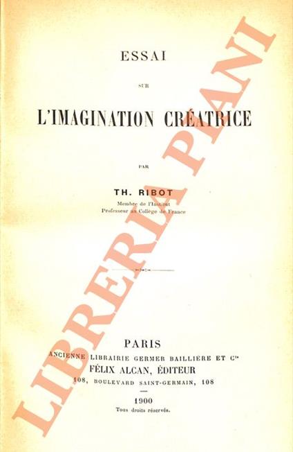 Essai sur l’imagination créatrice - Théodule Ribot - copertina