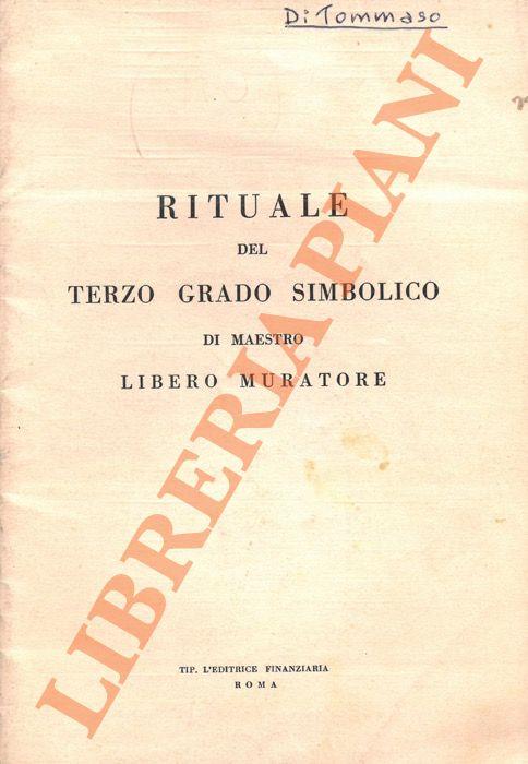 Rituale del terzo grado simbolico di maestro libero muratore - copertina