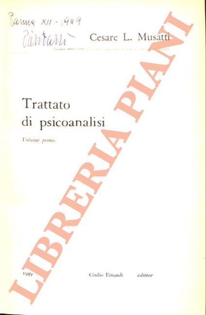 Trattato di piscoanalisi - Cesare L. Musatti - copertina