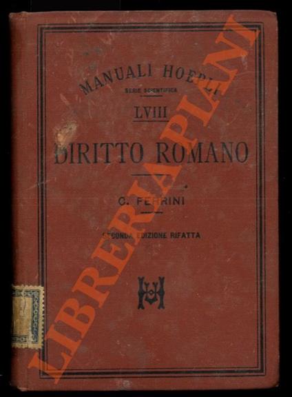 Diritto romano - Contardo Ferrini - copertina