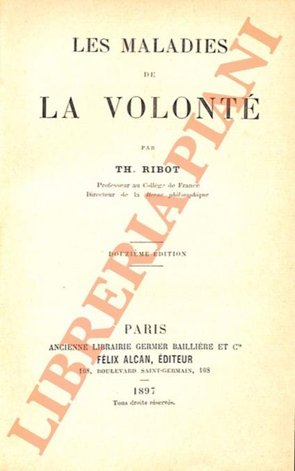 Les maladies de la volonté - Théodule Ribot - copertina