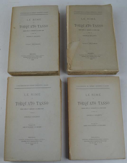 Le rime… Edizione critica su i manoscritti e le antiche stampe a cura di Angelo Solerti - Torquato Tasso - copertina