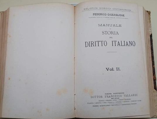 Manuale Di Storia Del Diritto Italiano-Vol I E Ii-( 1901?) - Federico Ciccaglione - copertina