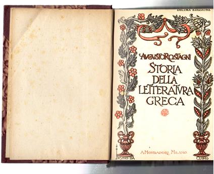 Storia Della Letteratura Greca - Augusto Rostagni - copertina