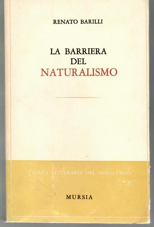 La Barriera Del Naturalismo. Saggi Sulla Narrativa Italiana Contemporanea - Renato Barilli - copertina