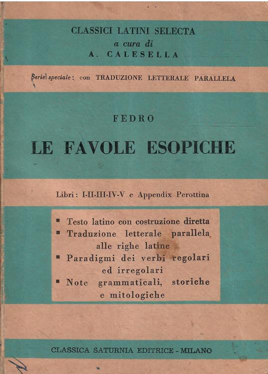 Le Favole Esopiche Libri I-Ii-Iii-Iv-V - Esopo - copertina