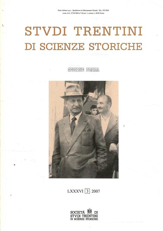 Studi Trentini Di Scienze Storiche - Sezione Prima Lxxxvi/2007 - copertina