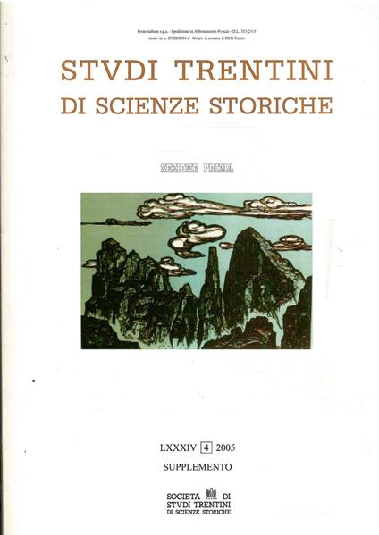 Studi Trentini Di Scienze Storiche - Sezione Prima Lxxxiv/2005 - copertina
