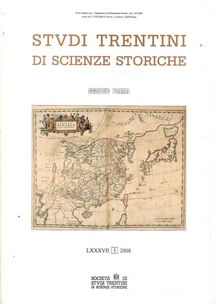 Studi Trentini Di Scienze Storiche - Sezione Prima Lxxxvii/2008 - copertina