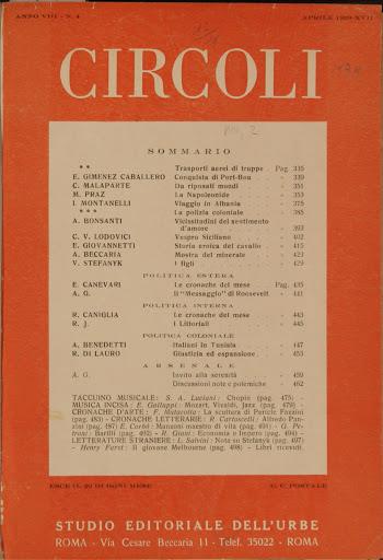 Circoli. Rivista di poesia. Prima - Seconda - Terza - Quarta annata - copertina