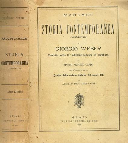 Manuale di Storia contemporanea (1815-1870 ) - Giorgio Weber - copertina