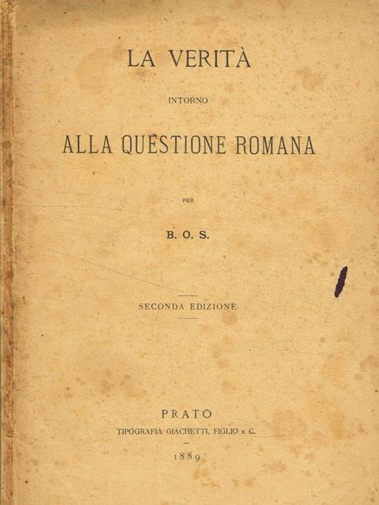 La verità intorno alla questione romana - copertina
