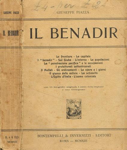 Il benadir - Giuseppe Piazza - copertina