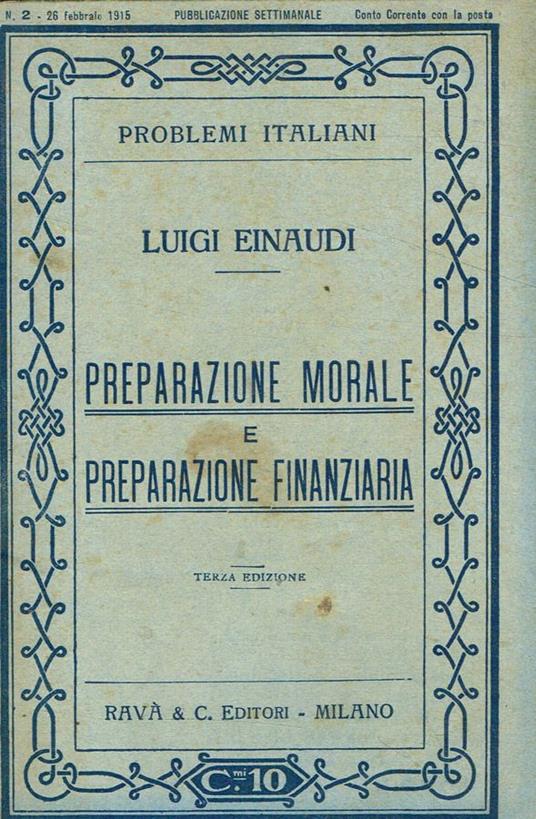 Preparazione morale e preparazione finanziaria - Luigi Einaudi - copertina