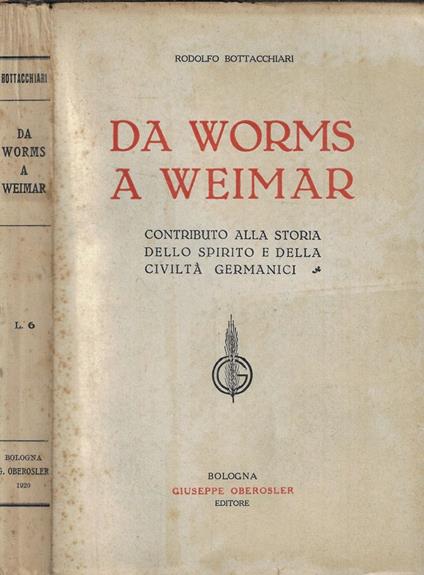 Da Worms a Weimar - Rodolfo Bottacchiari - copertina