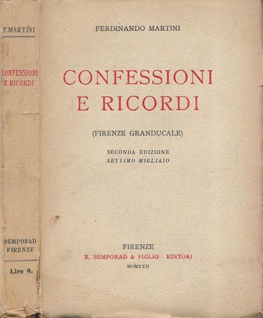 Confessioni e ricordi (Firenze Granducale) - Ferdinando Martini - copertina