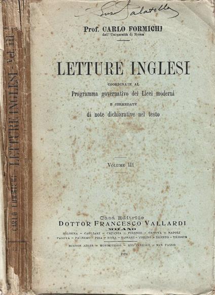 Letture inglesi - Carlo Formichi - copertina