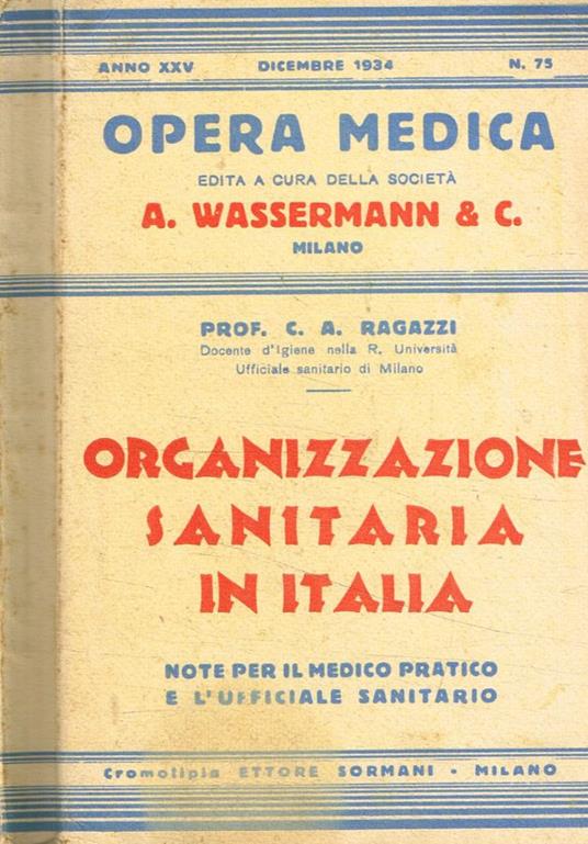 Opera medica n.75. Organizzazione sanitaria in Italia - copertina