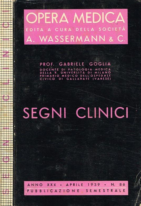 Opera medica n.86. Segni clinici - copertina