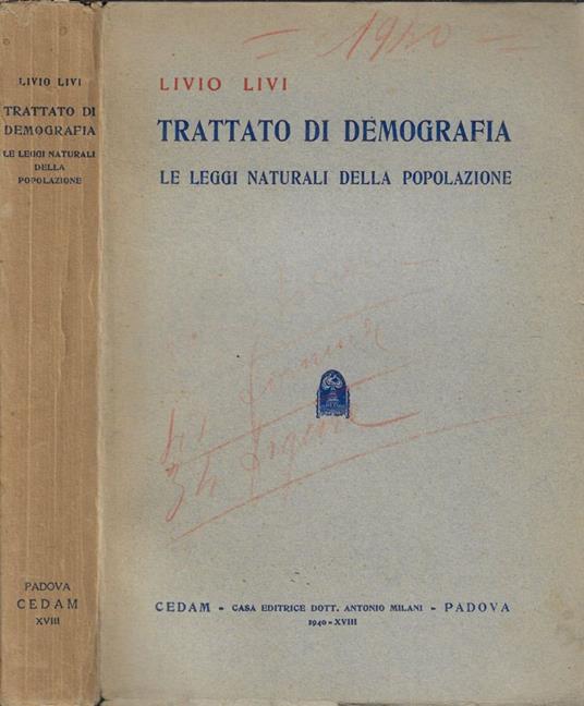 Trattato di demografia - Livio Livi - copertina