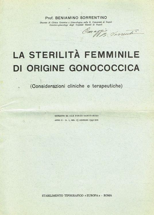 La sterilità femminile di origine gonococcica - copertina