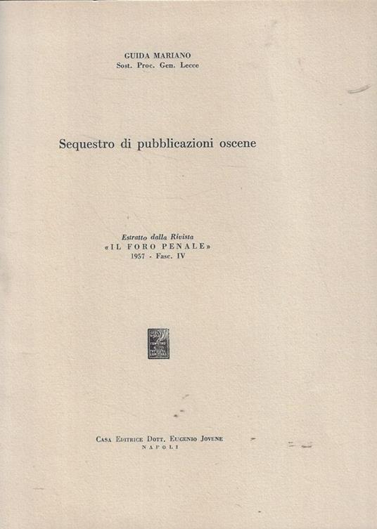 Sequestro di pubblicazioni oscene - Mario Guida - copertina