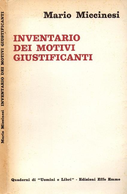 Inventario dei motivi giustificanti - Mario Miccinesi - copertina