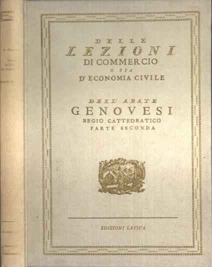 Delle lezioni di commercio parte II - Aldo Genovesi - copertina