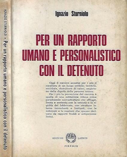 Per un rapporto umano e personalistico con il detenuto - Ignazio Sturniolo - copertina