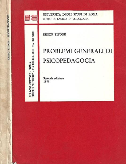 Problemi generali di Psicopedagogia - Renzo Titone - copertina