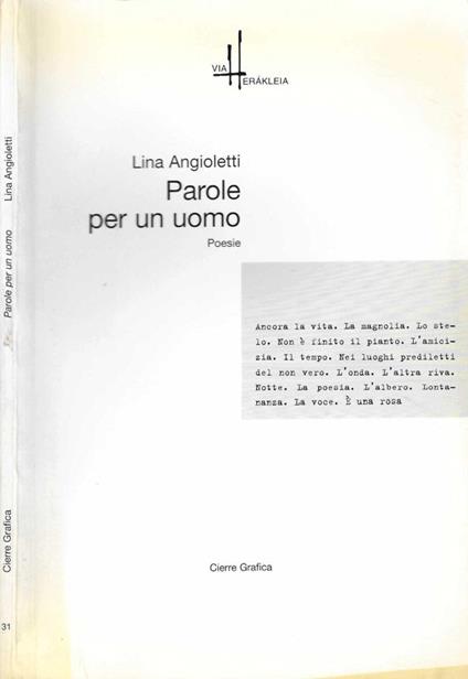 Parole per un uomo - Lina Angioletti - copertina