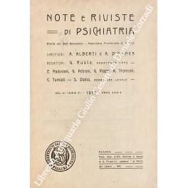 Note e riviste di psichiatria. Diario del San Benedetto - Manicomio provinciale di Pesaro. Vol. III (Serie 3) - copertina