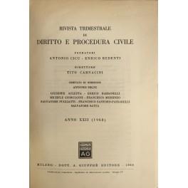 Rivista trimestrale di diritto e procedura civile. Diretta da: Antonio Cicu, Enrico Redenti, G. Auletta, E. Bassanelli, T. Carnacini, M. Giorgianni, F. Messineo, S. Pugliatti, F. Santoro Passarelli, S. Satta, A.Segni. Anno XXII - 1968 - copertina