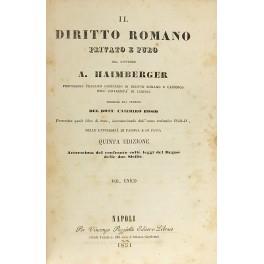 Il diritto romano privato e puro. Versione dal tedesco del Dott. Casimiro Bosio prescritta quale libro di testo incominciando dall'anno scolastico 1840-1841 nelle Università di Padova e di Pavia - copertina