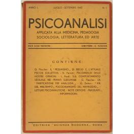 Psicoanalisi applicata alla medicina, pedagogia, sociologia, letteratura ed arte. Anno 1 Numero 1 - copertina