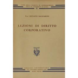 Lezioni di diritto corporativo - Renato Ballardini - copertina