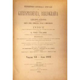 Repertorio Generale Annuale del Foro Italiano. Vol. VII - Anno 1882 - copertina