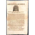 Notificazione. Divieto di appropiarsi del bestiame smarrito da riconsegnare ai doganieri, pena una multa di 25 scudi per ogni animale non denunciato