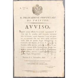 Avviso. R. Delegazione Provinciale di Treviso. Riapertura dell'asta per la vendita dell'oratorio in Favero - copertina