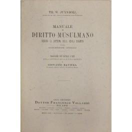 Manuale di diritto musulmano secondo la dottrina della Scuola Sciafeita. Con una introduzione generale. Traduzione con postille e note sulla dottrina della Scuola Malikita di Giovanni Baviera - copertina